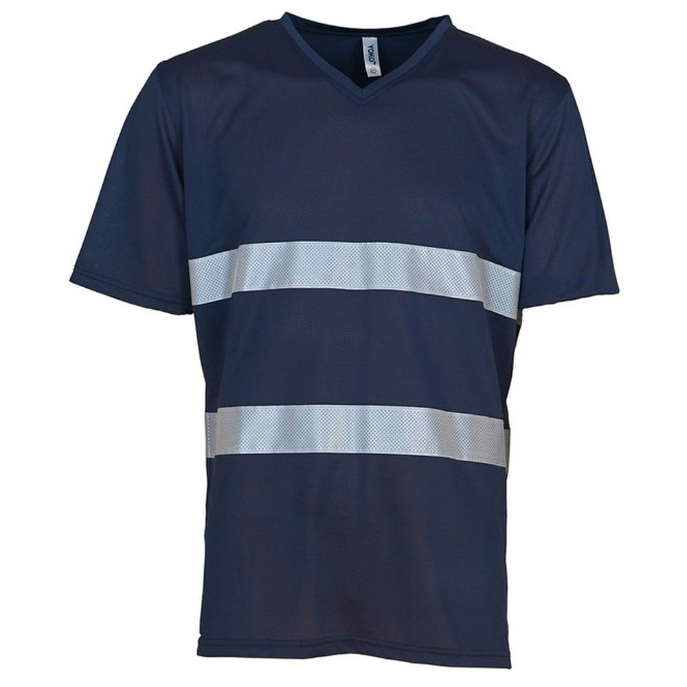 Navy - Front - Yoko Mens Hi-Vis Lightweight V Neck T-Shirt