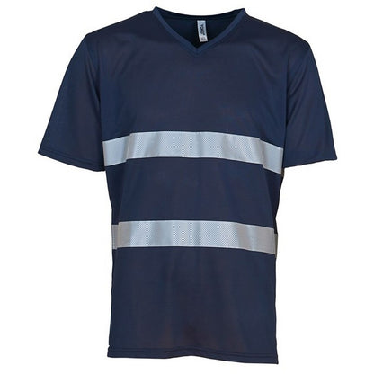 Navy - Front - Yoko Mens Hi-Vis Lightweight V Neck T-Shirt