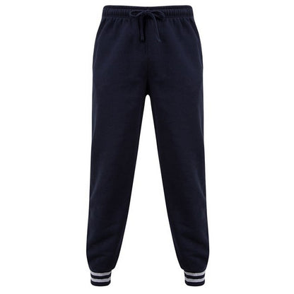 Navy-Heather Grey - Front - Front Row Unisex Adult Striped Jogging Bottoms