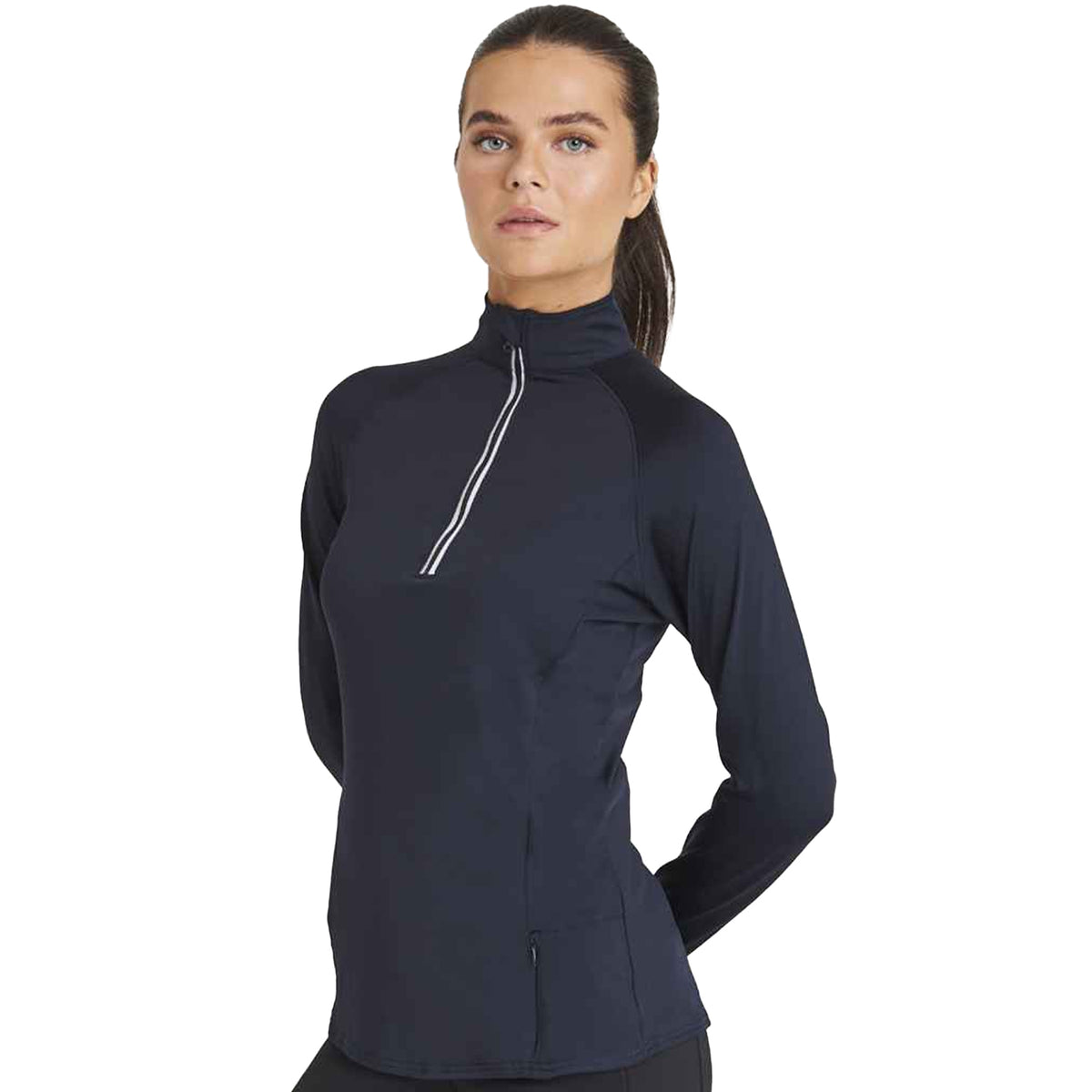 French Navy - Side - AWDis Cool Womens-Ladies Cool-Flex Half Zip Long-Sleeved Base Layer Top