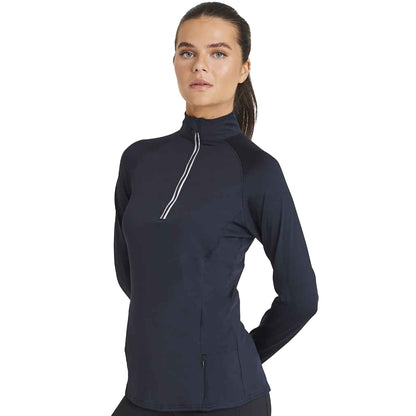 French Navy - Side - AWDis Cool Womens-Ladies Cool-Flex Half Zip Long-Sleeved Base Layer Top