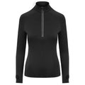 Jet Black - Front - AWDis Cool Womens-Ladies Cool-Flex Half Zip Long-Sleeved Base Layer Top