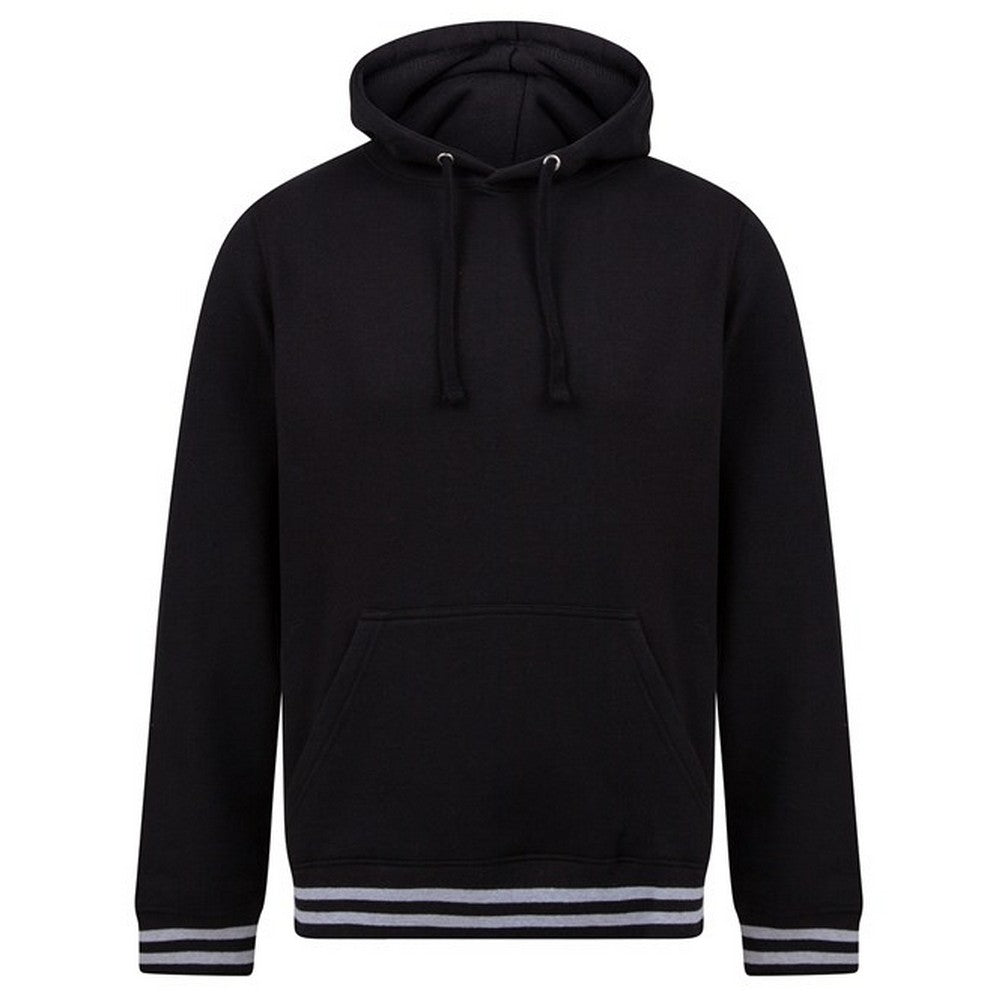 Black-Heather Grey - Front - Front Row Unisex Adult Striped Hoodie