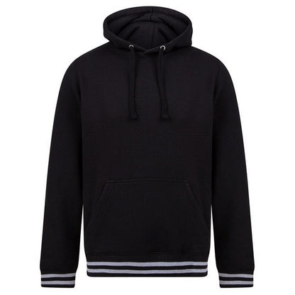 Black-Heather Grey - Front - Front Row Unisex Adult Striped Hoodie