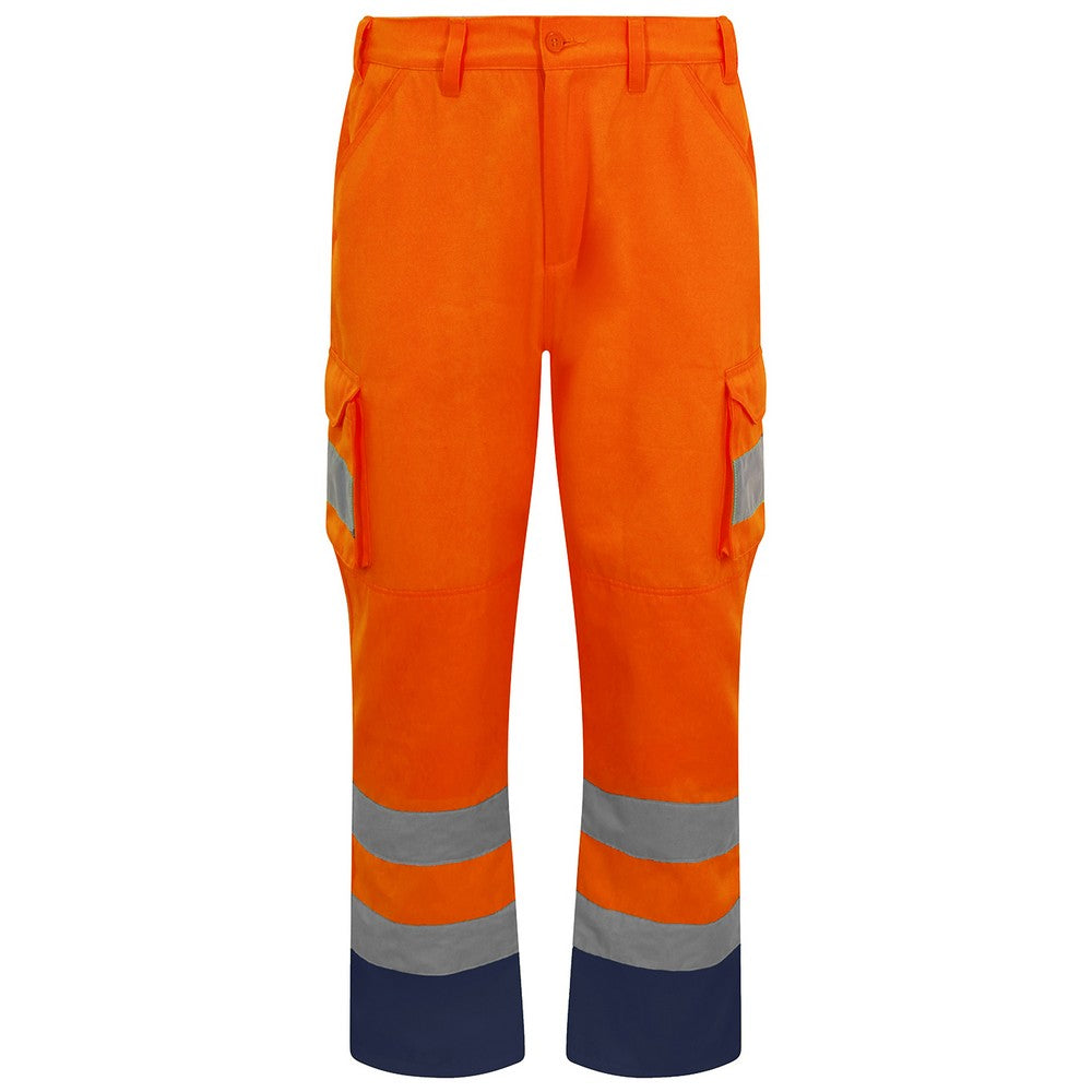 Hi Vis Orange - Front - PRORTX Mens Hi-Vis Cargo Trousers