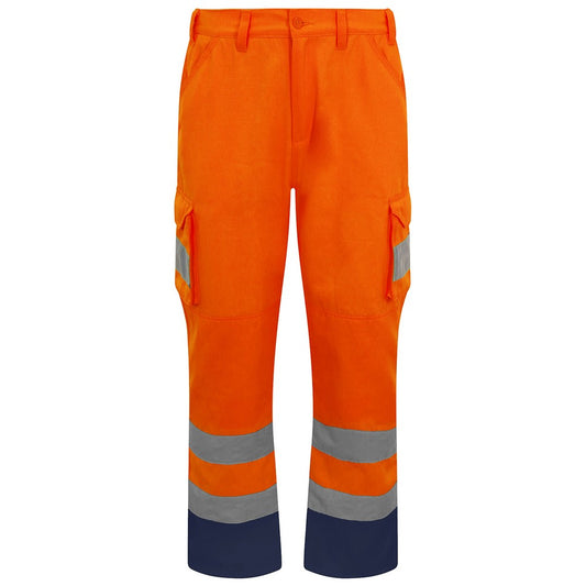 Hi Vis Orange - Front - PRORTX Mens Hi-Vis Cargo Trousers