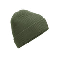 Olive Green - Front - Beechfield Unisex Adult Ribbed Polylana Beanie