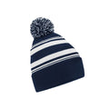 French Navy-White - Front - Beechfield Unisex Adult Fan Striped Beanie