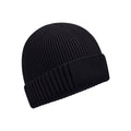 Black - Front - Beechfield Unisex Adult Organic Cotton Engineered Patch Beanie