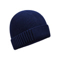 Oxford Navy - Front - Beechfield Unisex Adult Organic Cotton Engineered Patch Beanie