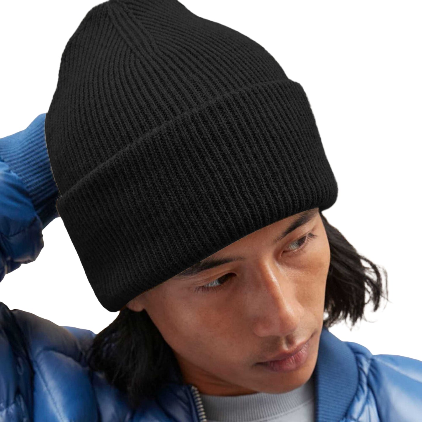 Black - Back - Beechfield Unisex Adult Classic Deep Cuffed Beanie