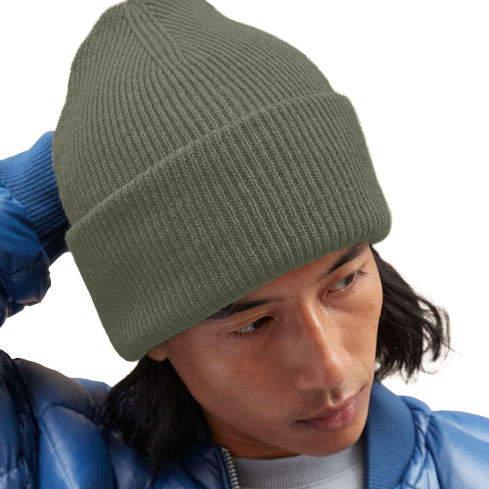 Olive - Back - Beechfield Unisex Adult Classic Deep Cuffed Beanie