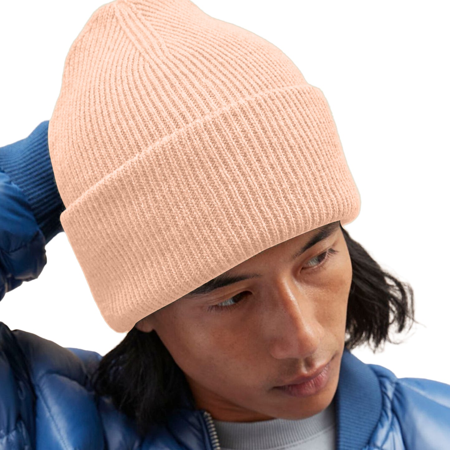 Peach - Back - Beechfield Unisex Adult Classic Deep Cuffed Beanie