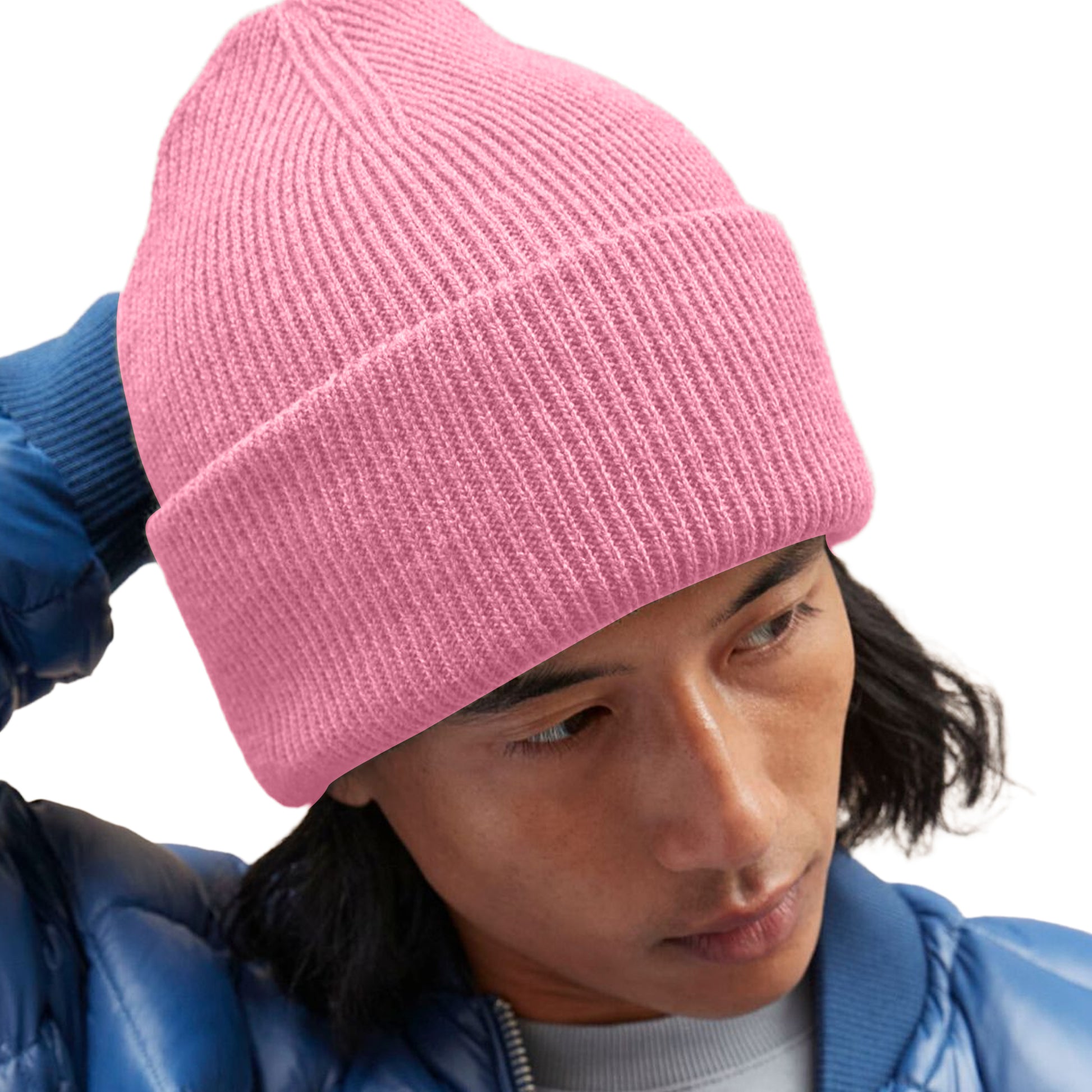 True Pink - Back - Beechfield Unisex Adult Classic Deep Cuffed Beanie
