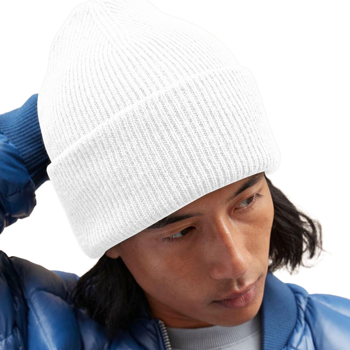 White - Back - Beechfield Unisex Adult Classic Deep Cuffed Beanie