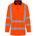 Orange-Navy - Front - PRORTX Mens High-Vis Long-Sleeved Polo Shirt