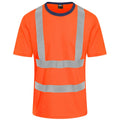 Orange-Navy - Front - PRORTX Mens Hi-Vis T-Shirt