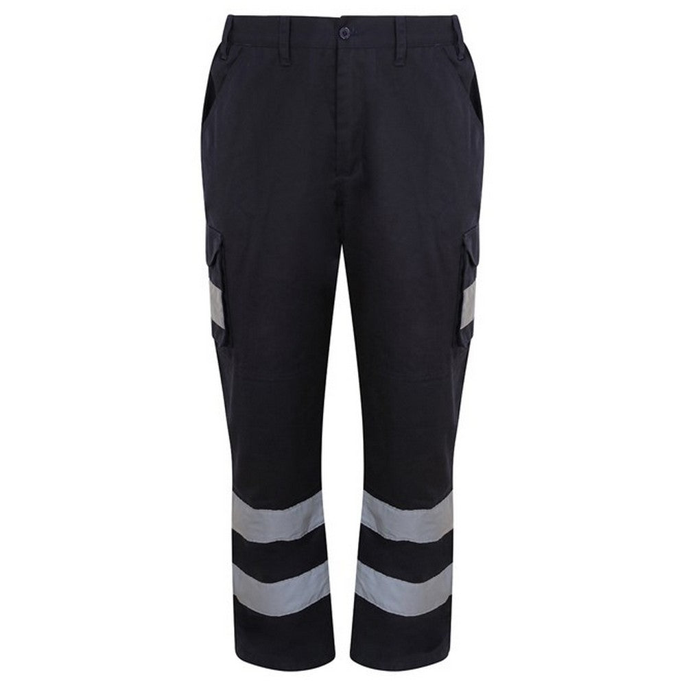 Navy - Front - PRORTX Mens Hi-Vis Cargo Trousers