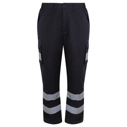 Navy - Front - PRORTX Mens Hi-Vis Cargo Trousers