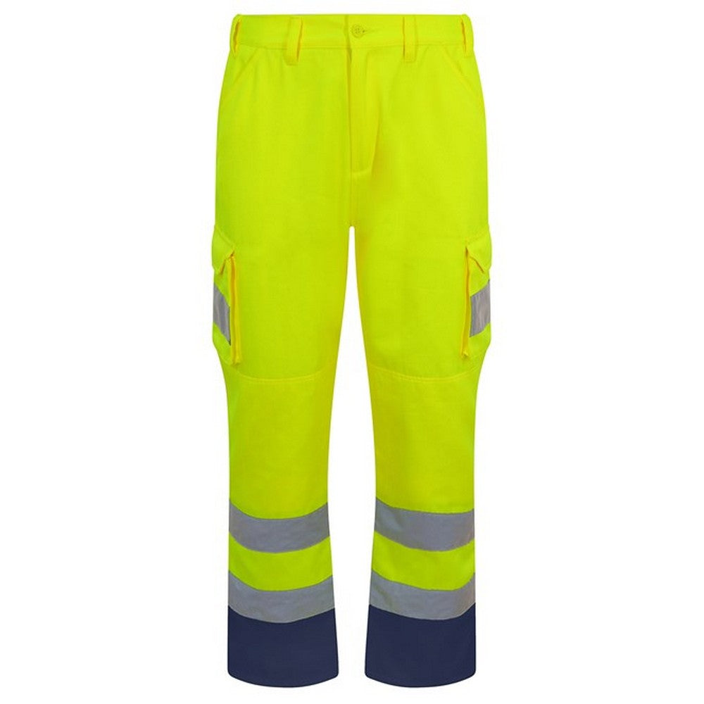 Yellow - Front - PRORTX Mens Hi-Vis Cargo Trousers