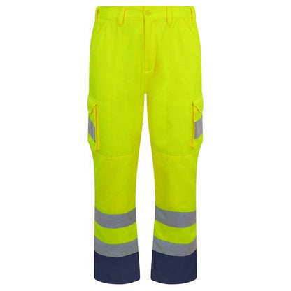 Yellow - Front - PRORTX Mens Hi-Vis Cargo Trousers