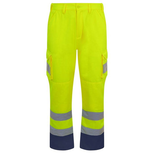 Yellow - Front - PRORTX Mens Hi-Vis Cargo Trousers