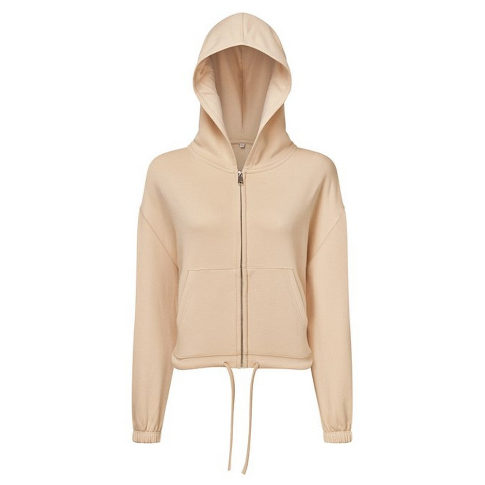 Nude - Front - TriDri Womens-Ladies Recycled Cropped Oversized Full Zip Hoodie
