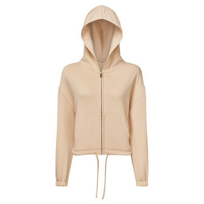 Nude - Front - TriDri Womens-Ladies Recycled Cropped Oversized Full Zip Hoodie
