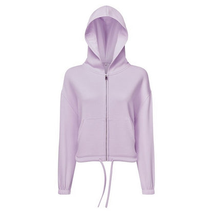 Lilac - Front - TriDri Womens-Ladies Recycled Cropped Oversized Full Zip Hoodie