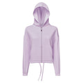 Lilac - Front - TriDri Womens-Ladies Recycled Cropped Oversized Full Zip Hoodie