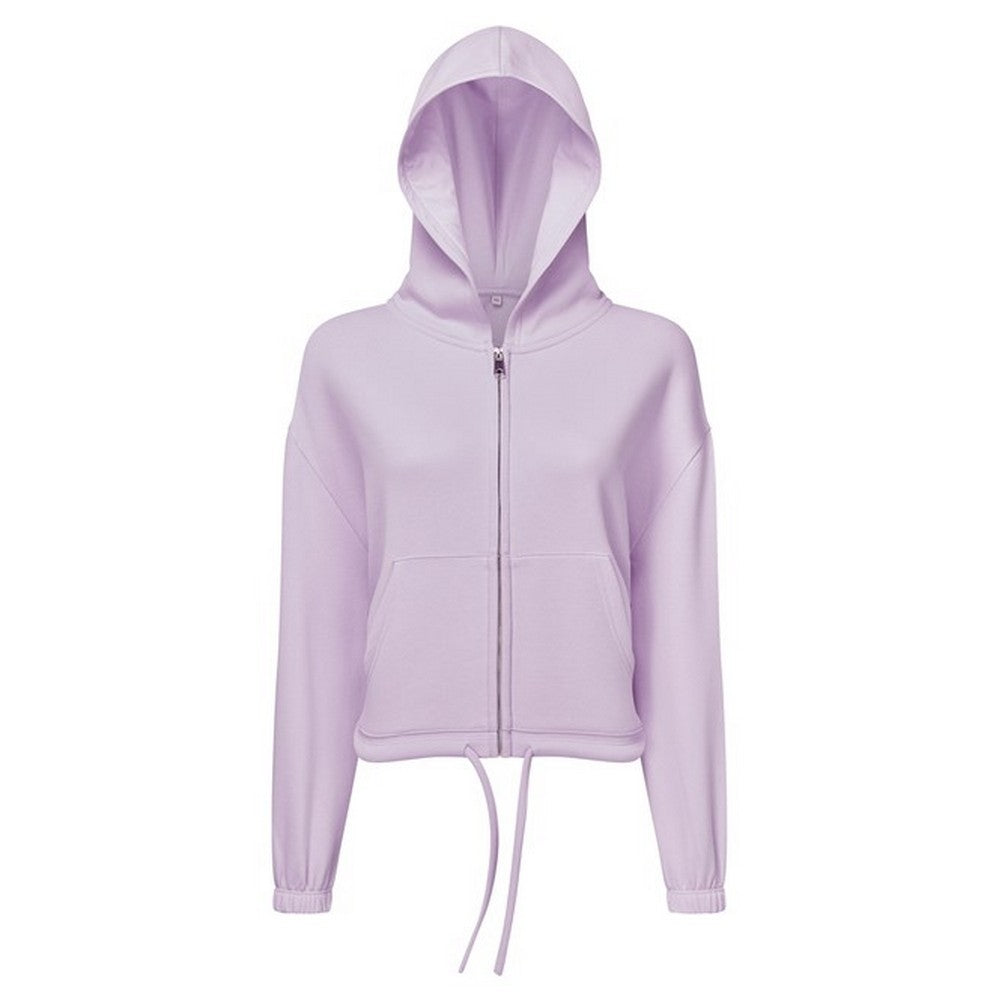 Lilac - Front - TriDri Womens-Ladies Recycled Cropped Oversized Full Zip Hoodie