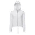 White - Front - TriDri Womens-Ladies Recycled Cropped Oversized Full Zip Hoodie