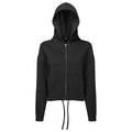 Black - Front - TriDri Womens-Ladies Recycled Cropped Oversized Full Zip Hoodie