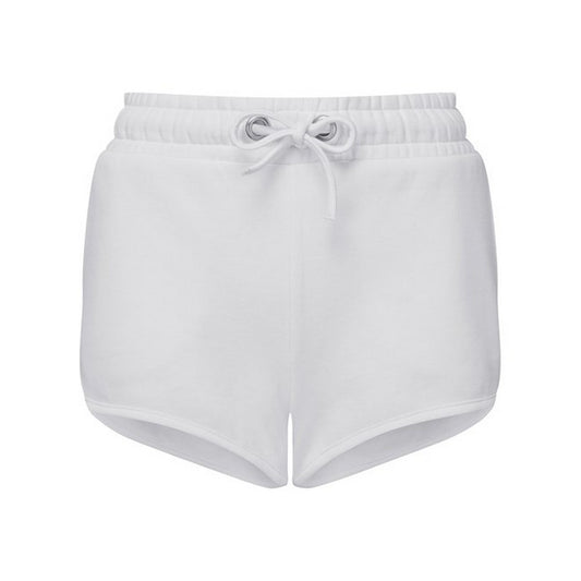 White - Front - TriDri Womens-Ladies Recycled Retro Sweat Shorts