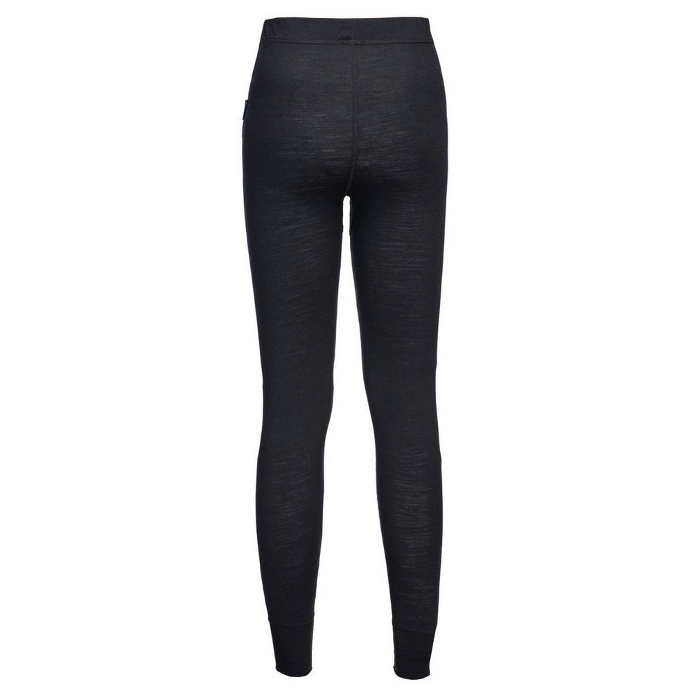 Black - Back - Portwest Womens-Ladies Merino Wool Thermal Leggings