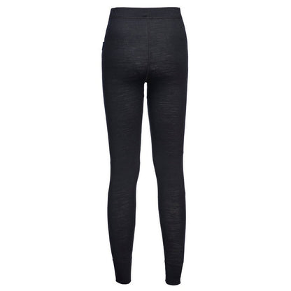 Black - Back - Portwest Womens-Ladies Merino Wool Thermal Leggings
