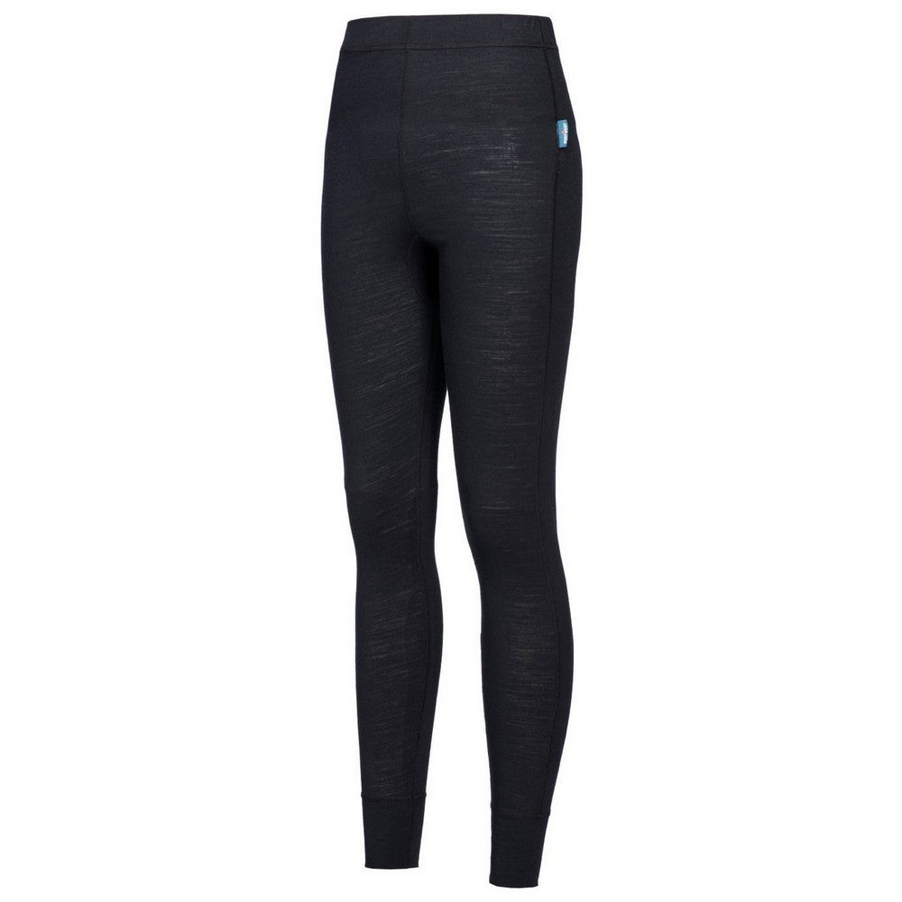 Black - Side - Portwest Womens-Ladies Merino Wool Thermal Leggings