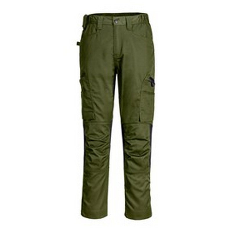 Olive Green - Front - Portwest Unisex Adult Stretch Work Trousers