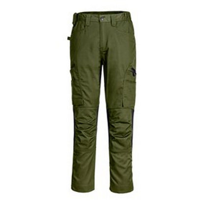 Olive Green - Front - Portwest Unisex Adult Stretch Work Trousers