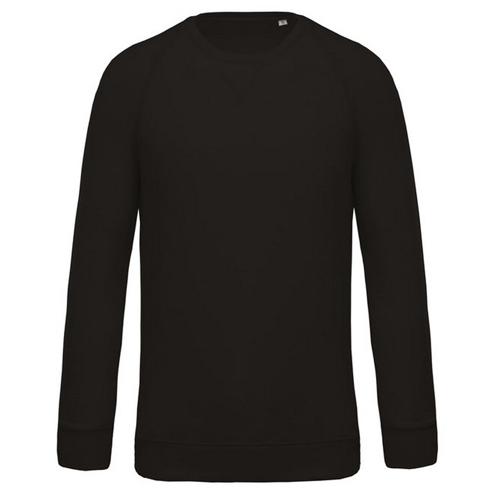 Black - Front - Kariban Mens Organic Cotton Crew Neck Raglan Sweatshirt