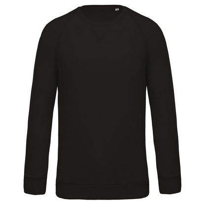 Black - Front - Kariban Mens Organic Cotton Crew Neck Raglan Sweatshirt