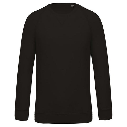 Black - Front - Kariban Mens Organic Cotton Crew Neck Raglan Sweatshirt