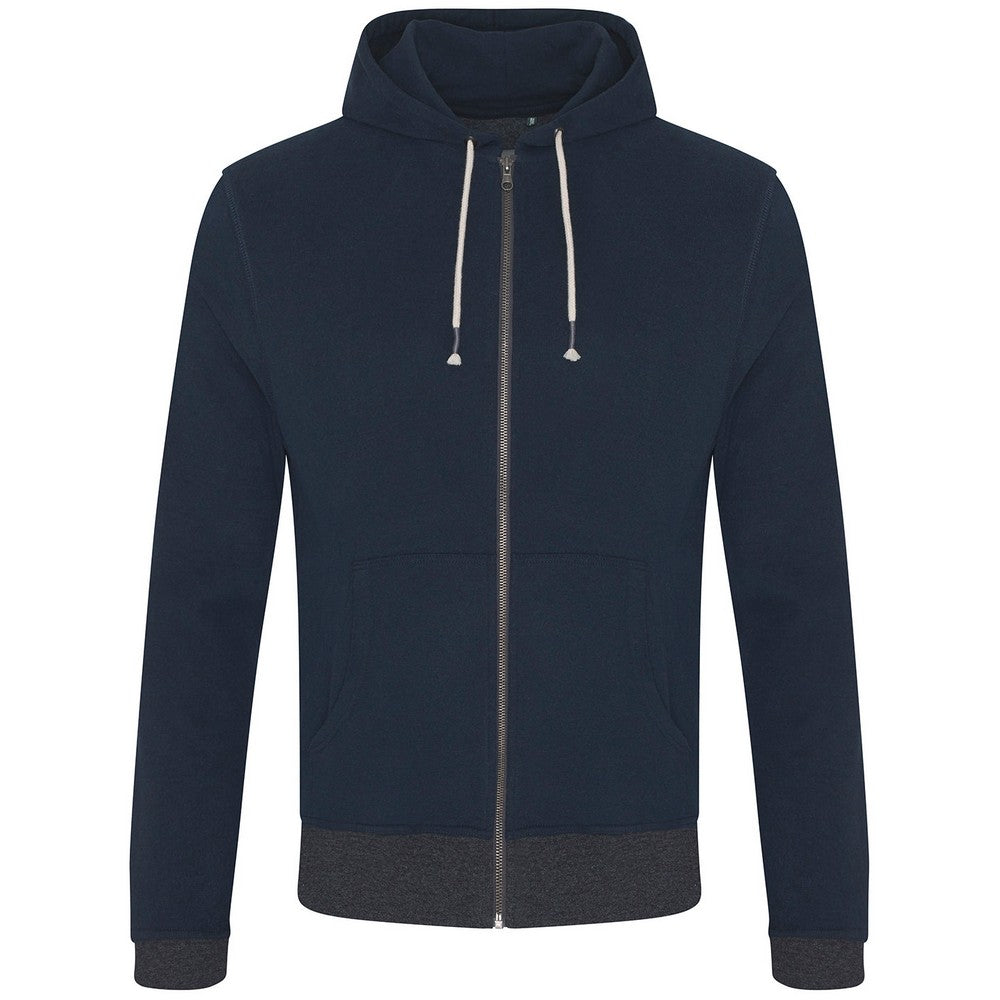 Navy-Charcoal - Front - Ecologie Unisex Adult Okavango Full Zip Hoodie