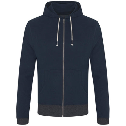 Navy-Charcoal - Front - Ecologie Unisex Adult Okavango Full Zip Hoodie