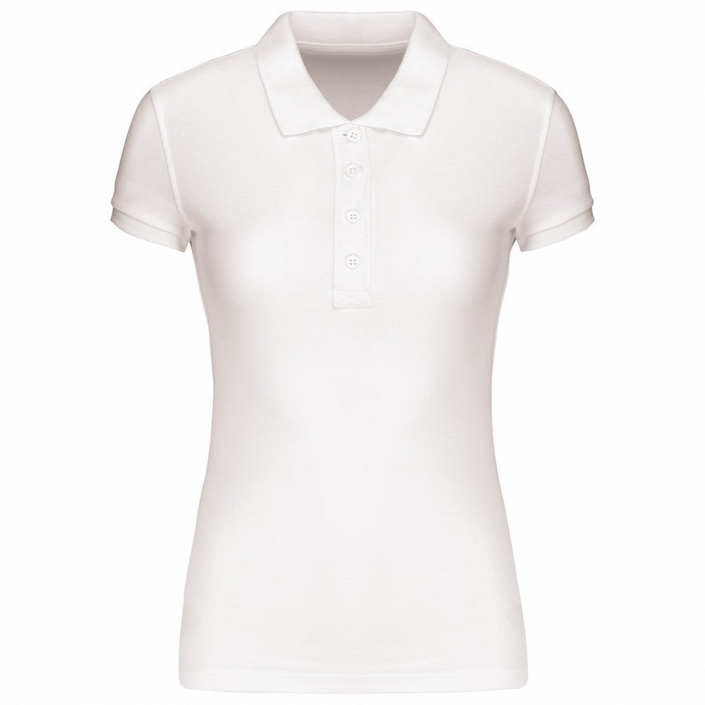 White - Front - Kariban Womens-Ladies Piqué Organic Slim Short-Sleeved Polo Shirt