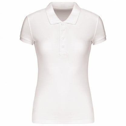 White - Front - Kariban Womens-Ladies Piqué Organic Slim Short-Sleeved Polo Shirt