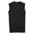 Charcoal Marl - Front - Russell Collection Mens Knitted V Neck Sleeveless Sweatshirt