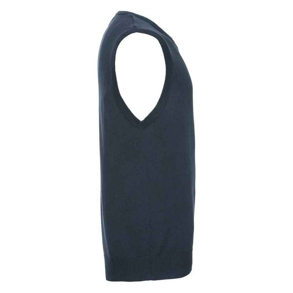 French Navy - Side - Russell Collection Mens Knitted V Neck Sleeveless Sweatshirt