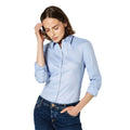Light Blue - Back - Kustom Kit Womens-Ladies Oxford Stretch Tailored Long-Sleeved Shirt
