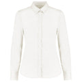White - Front - Kustom Kit Womens-Ladies Oxford Stretch Tailored Long-Sleeved Shirt